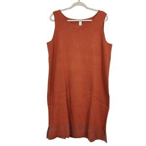 NWT Marla Wynne Burnt Orange Knit Tunic Dress Sz 1X Sleeveless‎ Lagenlook Layer